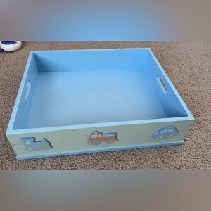Blue Wooden Toy Storage Tray